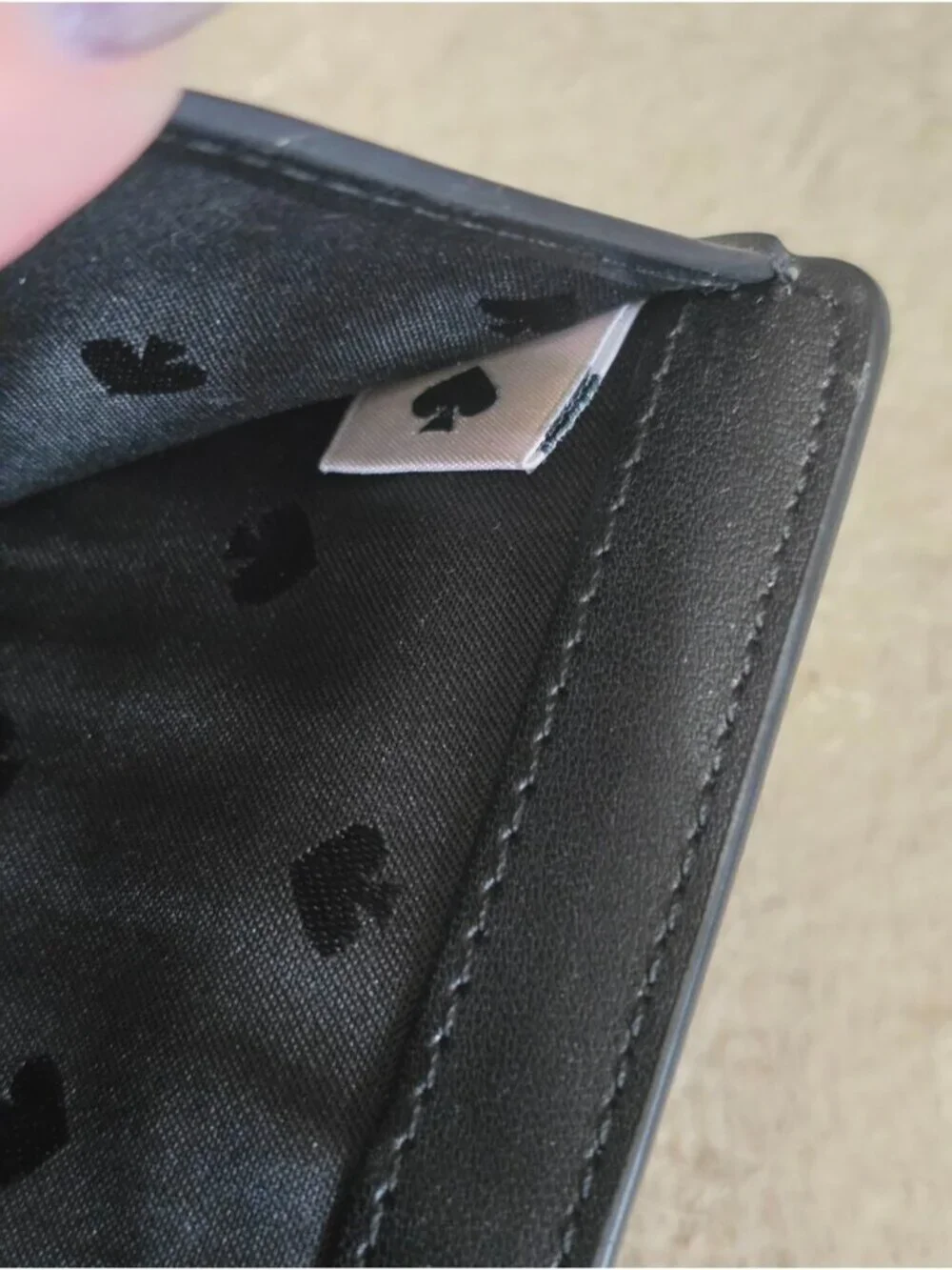 Kate Spade Small Bifold Wallet Black Textured Leather